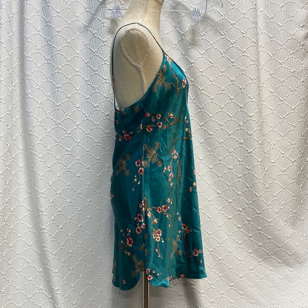 California Dynasty size large Floral Satin Kimono Robe‎ set - Teal oriental sexy - Picture 16 of 16